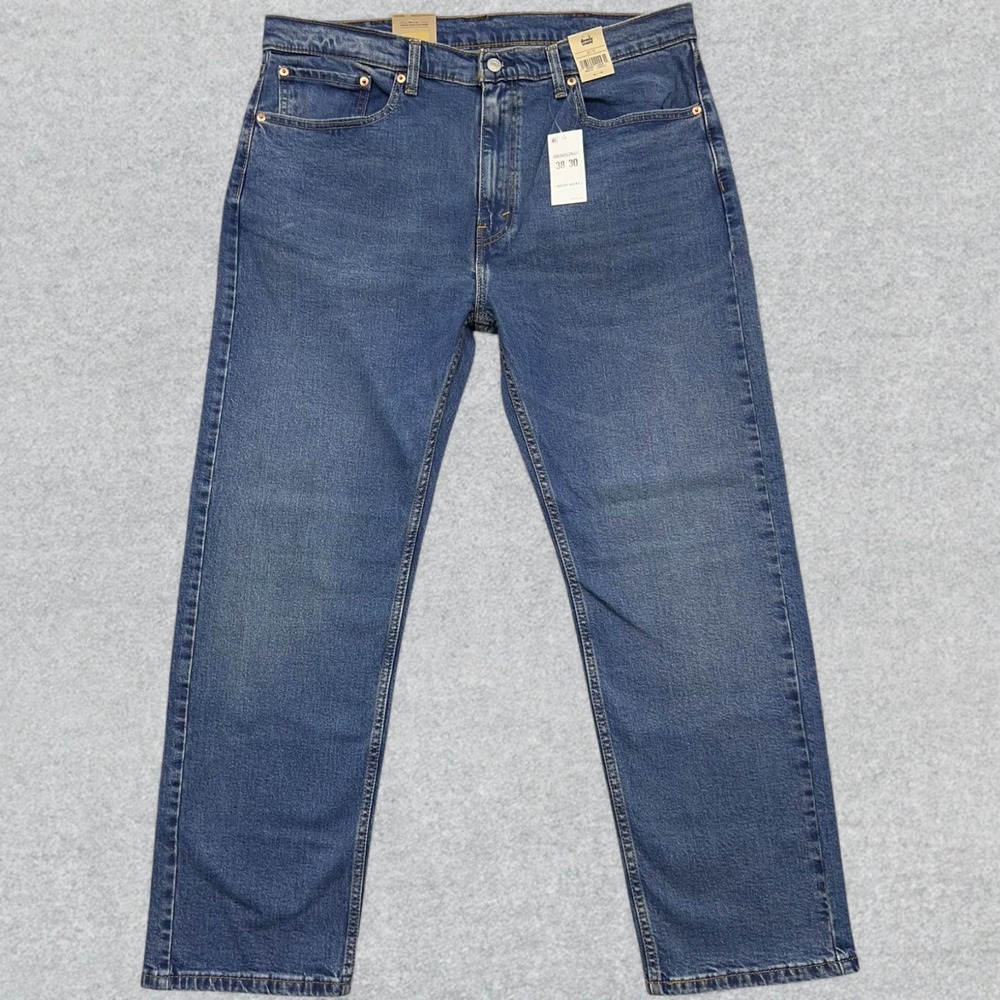 NEW Levi's 505 Jeans Men's 38x30 Blue Denim Regular Fit Straight Leg Stretch